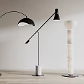 Modern Floor Lamps with Arched Arm Cone Shade and Spherical Stacked Design