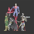 Blue Red Green And Silver Superhero Action Figures With Capes Armor Shields And Weapons