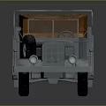 Vintage Gray Truck With Orange Canvas Top Open Cargo Bed And Six Wheels