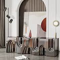 Modern Metallic Stools With Unique Curved Design In Contemporary Interior Space 3d model