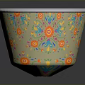 Decorative Bowl With Colorful Floral Patterns And Shiny Silver Rim