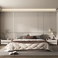 Modern Bedroom Interior Design With Cozy Bed Nightstands Pendant Lights And Area Rug