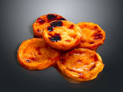 Freshly Baked Portuguese Egg Tarts With Golden Brown Crust And Caramelized Top 3d model