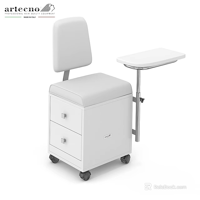 White Medical Examination Chair With Drawers Side Table And Wheels For Clinic Use 3d model 