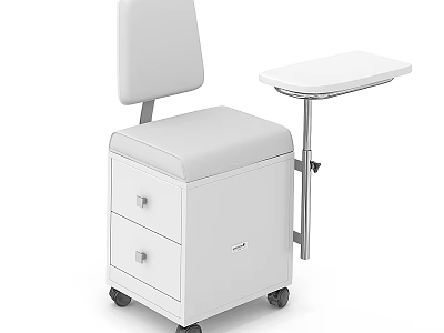 White Medical Examination Chair With Drawers Side Table And Wheels For Clinic Use 3d model
