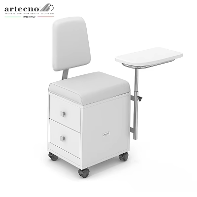 White Medical Examination Chair With Drawers Side Table And Wheels For Clinic Use 3d model