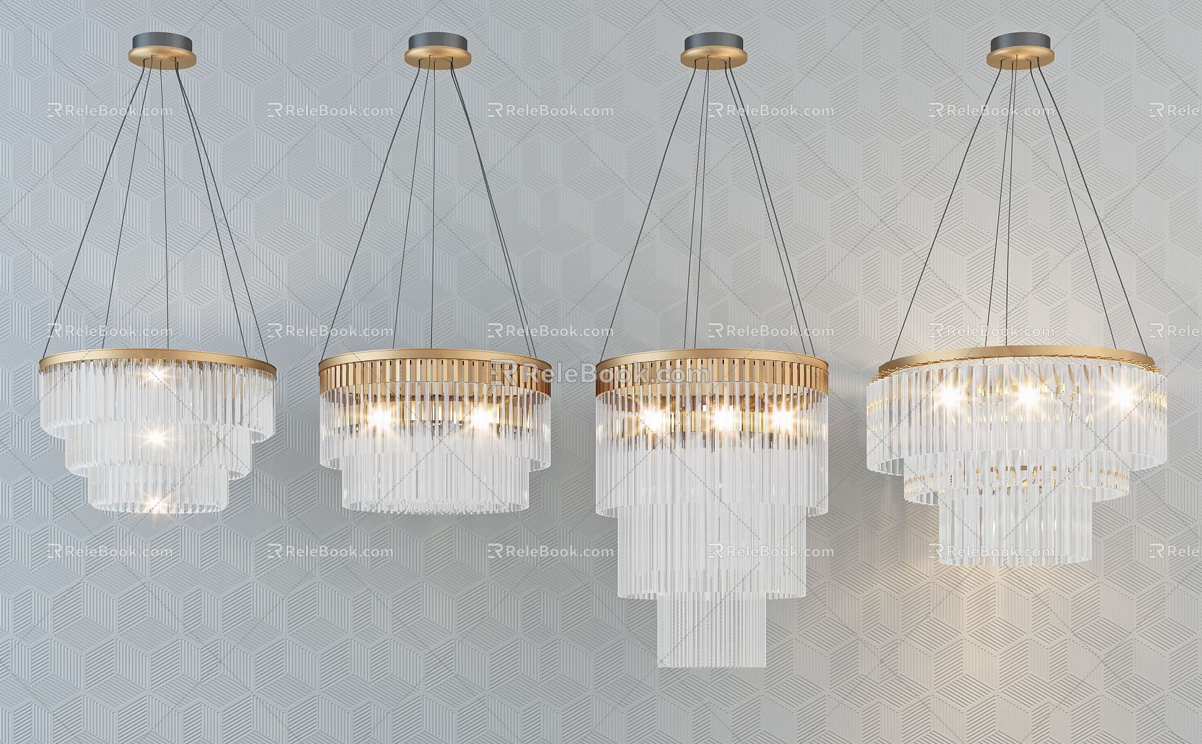 Modern Crystal Chandelier Fashion Simple Crystal Metal Chandelier Combination 3d model