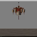 Traditional Chinese Style Dragon Carved Chandelier Lantern Shaped Red Beige Hanging Tassels
