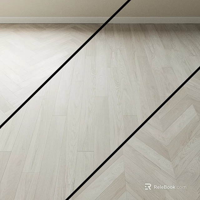 Light Wood Floor Components With Herringbone Pattern And Black Lines 3d model