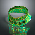 Green Decorative Bracelet with Teardrop Shaped Gems and Golden Border and Intricate Patterned Design