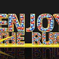 ENJOY THE RUN Photo Spot With Colorful Balls Golden Frame And Reflection