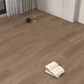Natural Wood Grain Wooden Floor With Open Book And Vase Near Window Blinds