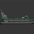 Green Inflatable Watercraft With Dual Pontoons Cockpit Seats And Steering Wheel