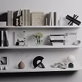 Decorative Inflatable Models Display On White Shelf With Books And Ornaments 3d model
