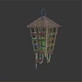 Decorative Metal Lantern With Grid Design And Hanging Chains For Home Decor