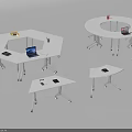 Versatile Functional Desks Including Hexagonal Round and Adjustable Designs for Office Study Spaces 3d model