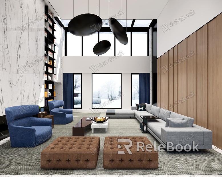 Modern Duplex Living Room Duplex Living Room Sofa Coffee Table Combination model