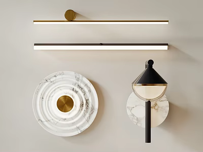 Modern Wall Lamps with Marble Bases and Metal Accents for Stylish Interior Home Lighting Decor 3d model