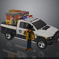 Toy Police Truck With Police Lights Colored Box In Truck Bed And Toy Figure