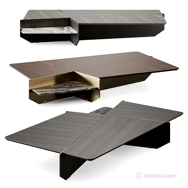 Modern Coffee Table With Wooden Surface Metal Frame And Storage Compartment Design 3d model 