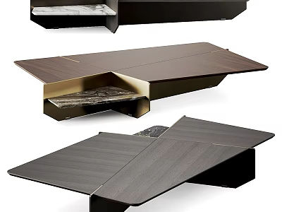 Modern Coffee Table With Wooden Surface Metal Frame And Storage Compartment Design 3d model