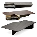 Modern Coffee Table With Wooden Surface Metal Frame And Storage Compartment Design 3d model