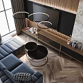 Modern Luxury Living Room With Wood Slat TV Wall Comfortable Sofa And Chic Home Decor