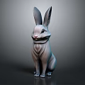Gray Rabbit Sculpture With Large Ears Sitting Posture Modern Design On Dark Background 3d model