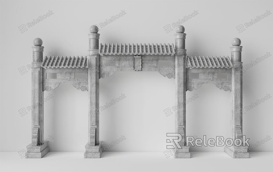 Chinese-style archway archway model