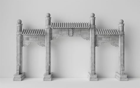 Chinese-style archway 3d model