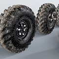 Off Road Tire Featuring Worn Tread And New Wheel Hub Mechanical Parts