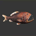 Vibrant Red Aquatic Fish Characterized By Sharp Teeth And Textured Body Appearance 3d model