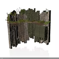 Modern Rock Formation Design With Moss Covered Platforms And Green Plants