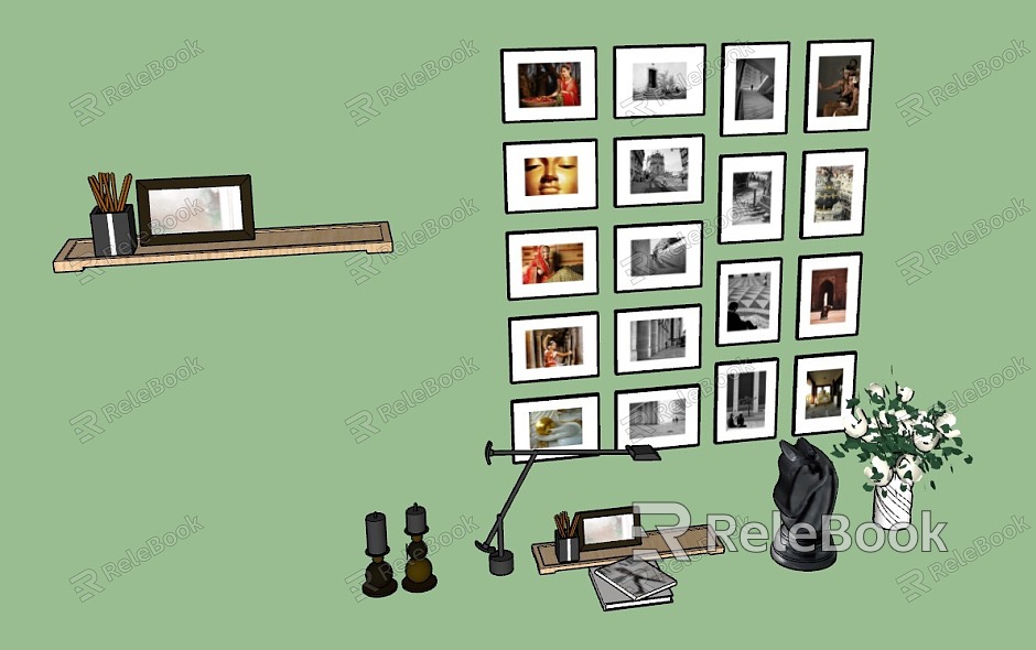 Modern photo wall furnishing model