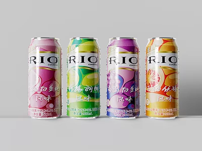 RIO Premixed Cocktail Drinks in Colorful Cans with Various Flavors 3d model