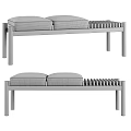 Modern Upholstered Sofa Bench With Golden And Black Metal Legs And Padded Seats