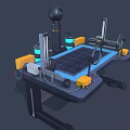 Smart Office Appliance With Mechanical Arm Camera Metal Frame And Blue Desktop Platform