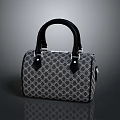 Classic Gray Handbag Featuring Black Handle Hexagonal Pattern And Metal Hardware Accents 3d model