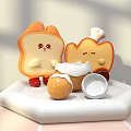 Cute Photo Spot With Pink Cup Cartoon Patterns And Bread Shaped Dolls On Wooden Floor