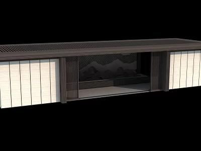 New Chinese Style Gallery Rest Pavilion 3d model