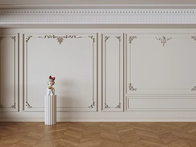 French plaster line background wall 3d model