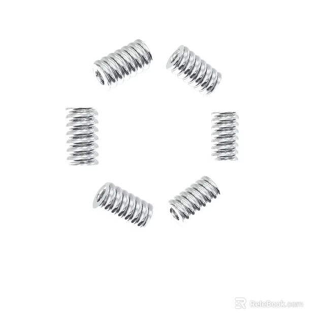 Metal Coiled Springs Arranged in Circular Pattern as Mechanical Components 3d model