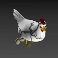 Fresh Gray Eggs Beside White Chicken With Red Comb And Yellow Feet On Purple Background