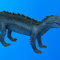 Crocodile Like Aquatic Reptile With Scaly Body Open Mouth And Sharp Teeth On Blue Background