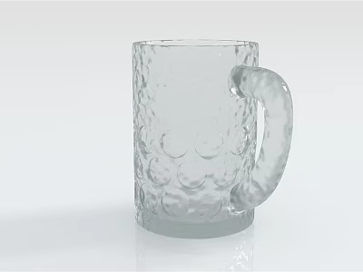 Transparent Textured Glass Mug With Bubble Pattern And Curved Handle For Home Use 3d model