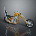 Custom Yellow And White Motorcycle With Metal Frame And Black Reflective Wheels