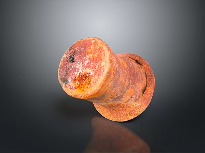 Rustic Stone Wood Decorative Piece With Cylindrical Shape Textured Surface And Orange Red Hue 3d model