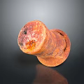 Rustic Stone Wood Decorative Piece With Cylindrical Shape Textured Surface And Orange Red Hue
