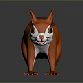 Red Squirrel 3D Modeled Game Movie Character With Standing Pose Orange White Fur Pink Ears