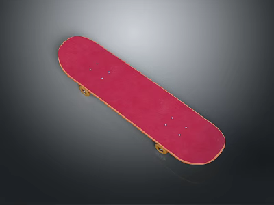 Stylish Red Skateboard With Yellow Edges And Smooth Rolling Wheels For Household Use 3d model